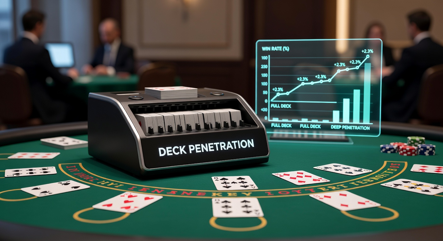 Blackjack table with automated shuffler machine in a physical casino setting