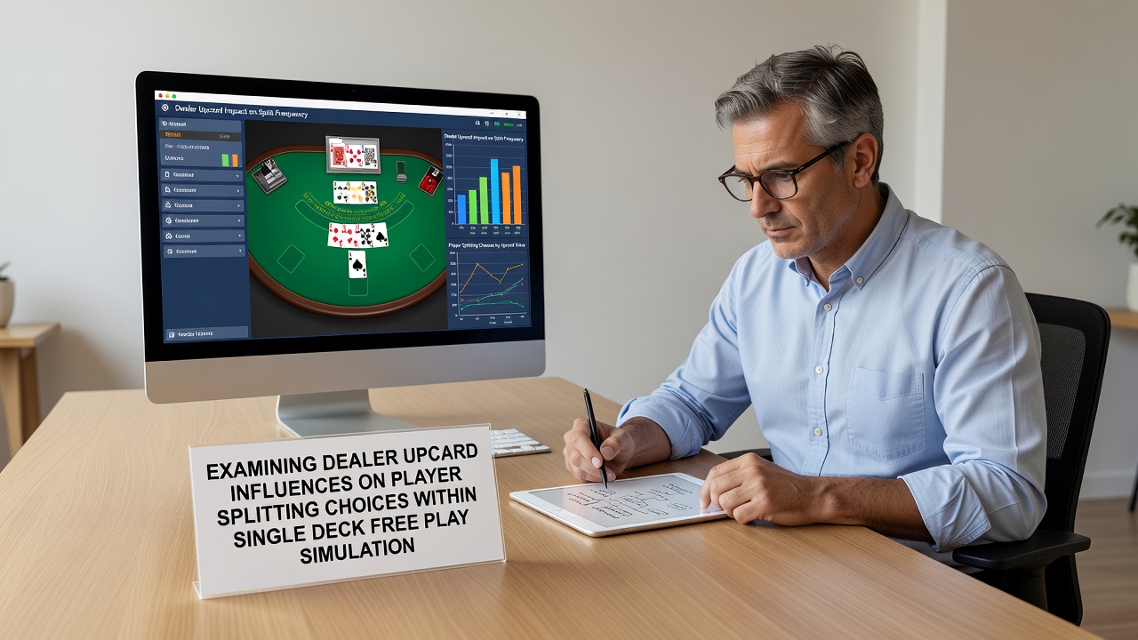 Chart displaying splitting frequency percentages across dealer upcards in single-deck simulations