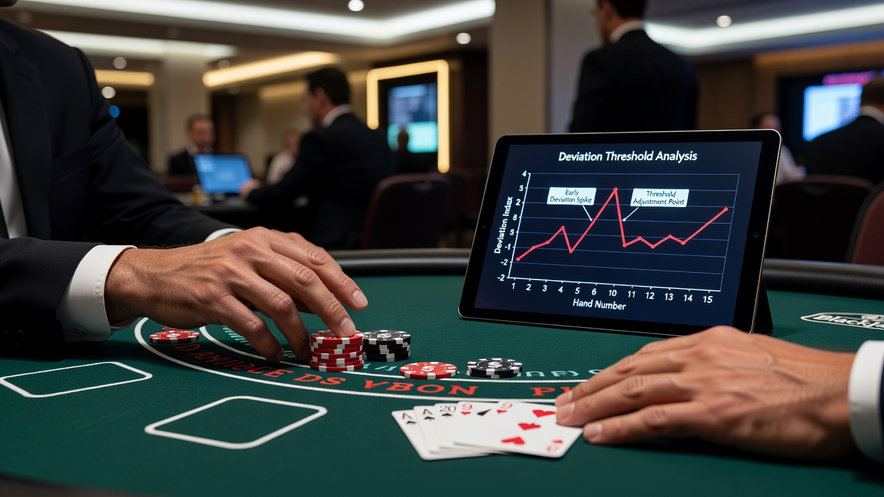 Blackjack table showing early session card distribution and player decisions