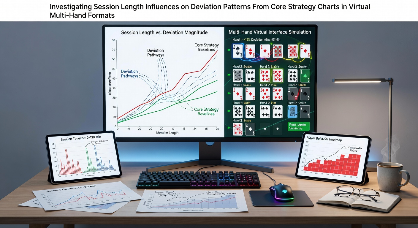 Virtual multi-hand blackjack interface showing multiple active hands and strategy chart overlay on screen