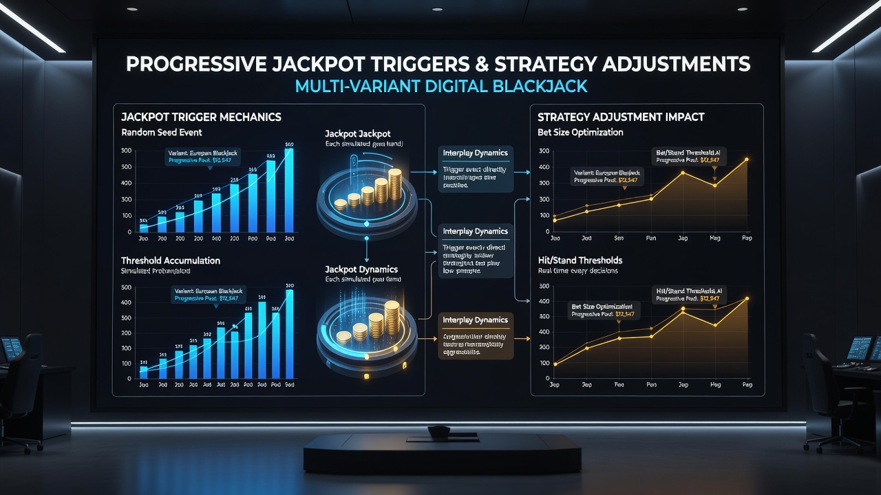Close-up view of a progressive jackpot display integrated into a multi-variant blackjack lobby with real-time meter updates
