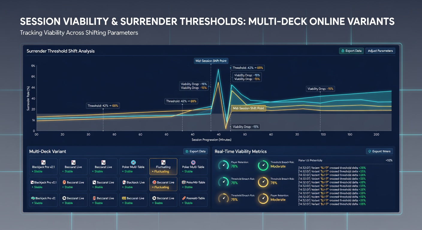 Player dashboard tracking true count, remaining penetration percentage, and updated surrender recommendations during an active multi-deck session